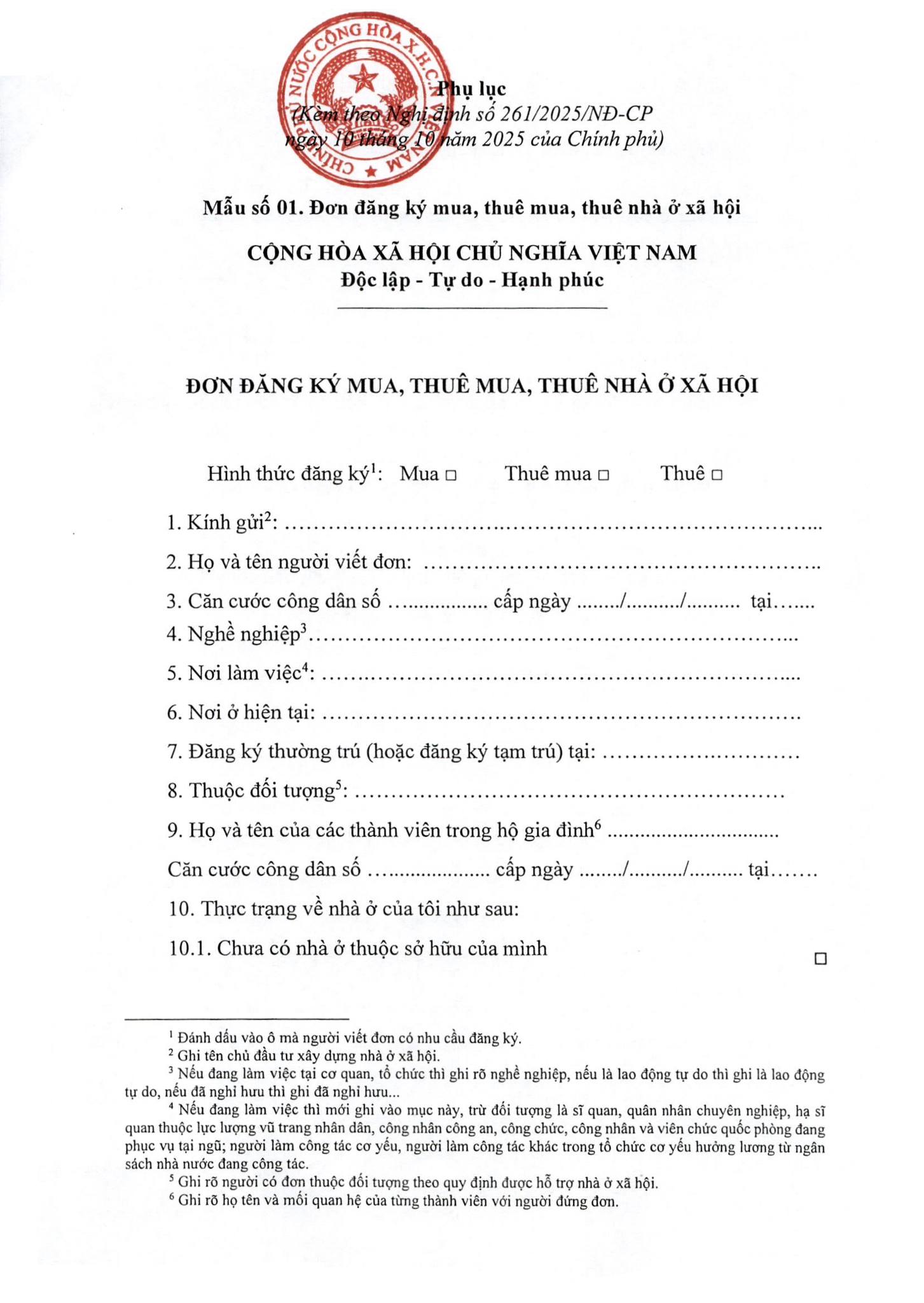 đơn đăng ký mua nhà ở xã hội sinhadep.vn thewincity